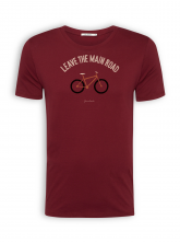 T-Shirt von GreenBomb in burgundy mit Print Bike "Leave the Main Road"