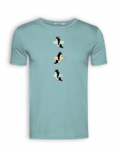 T-Shirt von GreenBomb in citadel blue mit Print "Nature Penguins Surf"