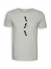 T-Shirt von GreenBomb in heather grey mit Print "Nature Penguins Surf"
