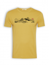 T-Shirt von GreenBomb in ochre mit Print "Nature Mountins sundown"