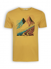 T-Shirt von GreenBomb in ochre mit Print "Nature Twin Hills"