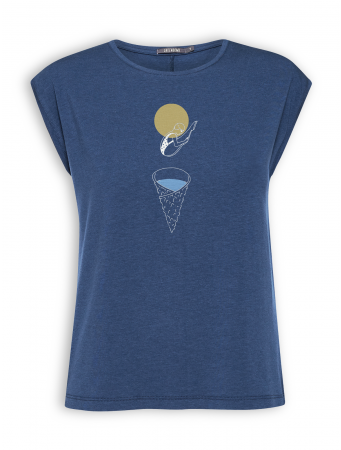 T-Shirt von GreenBomb in twilight blue mit Print "Lifestyle Waffle Jump"