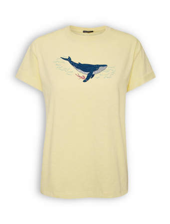 T-Shirt von GreenBomb in lemon mit Print "Animal Whale Dive"