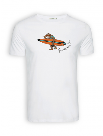 T-Shirt von GreenBomb in white mit Print "Animal Sloth Surf"