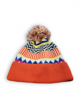 madness knitted hat with pompom in redorange multicolor
