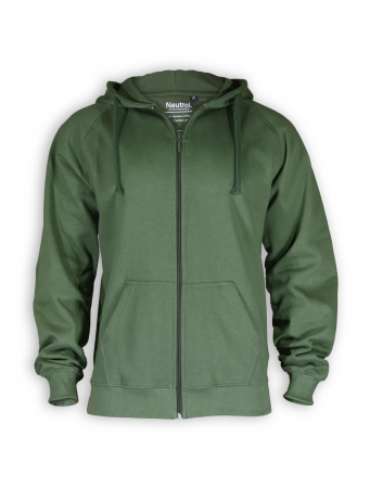 Neutral zip through hoodie in olive